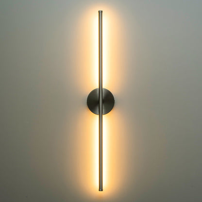 Applique da parete moderna a striscia lineare lunga nera/oro/nichel, dimmerabile, con luce LED per il bagno