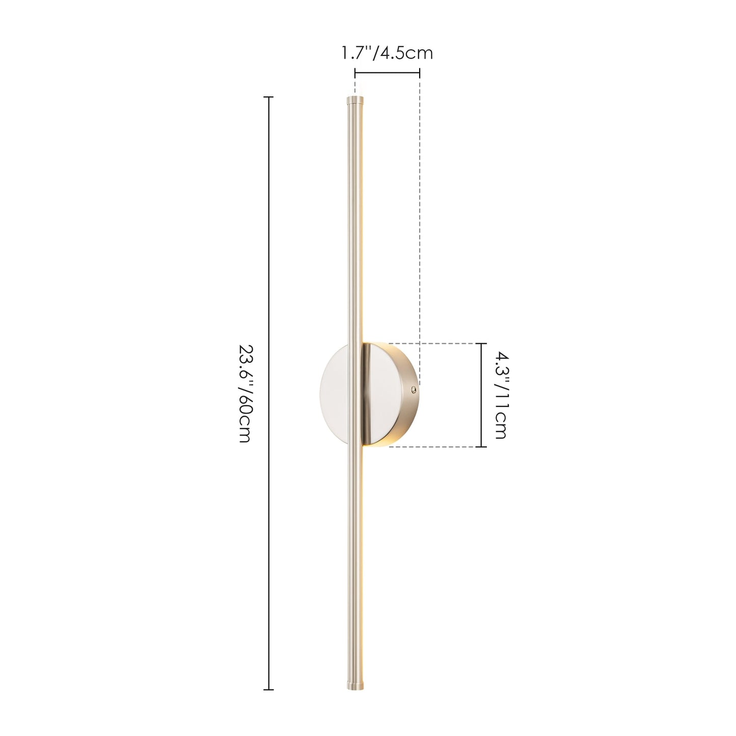 Applique da parete moderna a striscia lineare lunga nera/oro/nichel, dimmerabile, con luce LED per il bagno