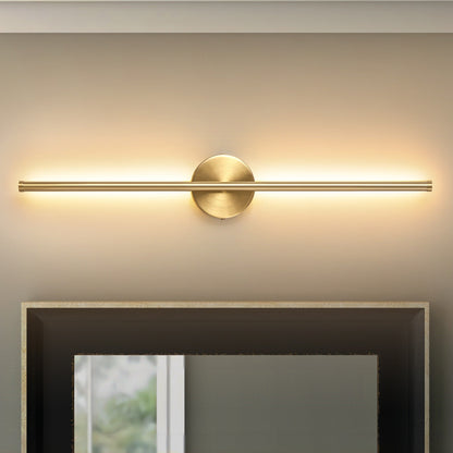 Applique da parete moderna a striscia lineare lunga nera/oro/nichel, dimmerabile, con luce LED per il bagno