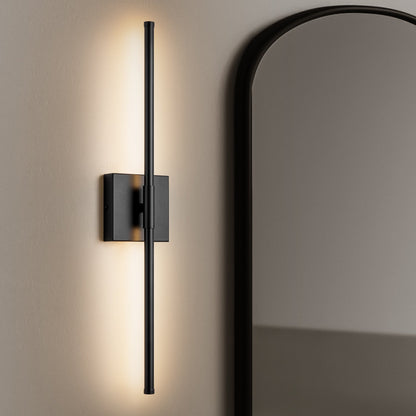 Applique da parete moderna a striscia lineare lunga nera/oro/nichel, dimmerabile, con luce LED per il bagno