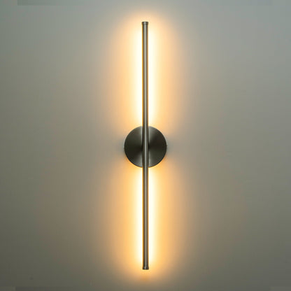 Applique da parete moderna a striscia lineare lunga nera/oro/nichel, dimmerabile, con luce LED per il bagno