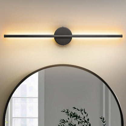 Applique da parete moderna a striscia lineare lunga nera/oro/nichel, dimmerabile, con luce LED per il bagno