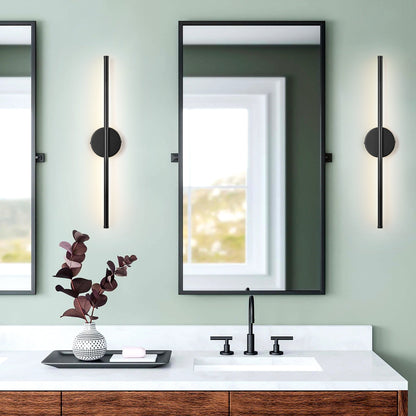 Applique da parete moderna a striscia lineare lunga nera/oro/nichel, dimmerabile, con luce LED per il bagno
