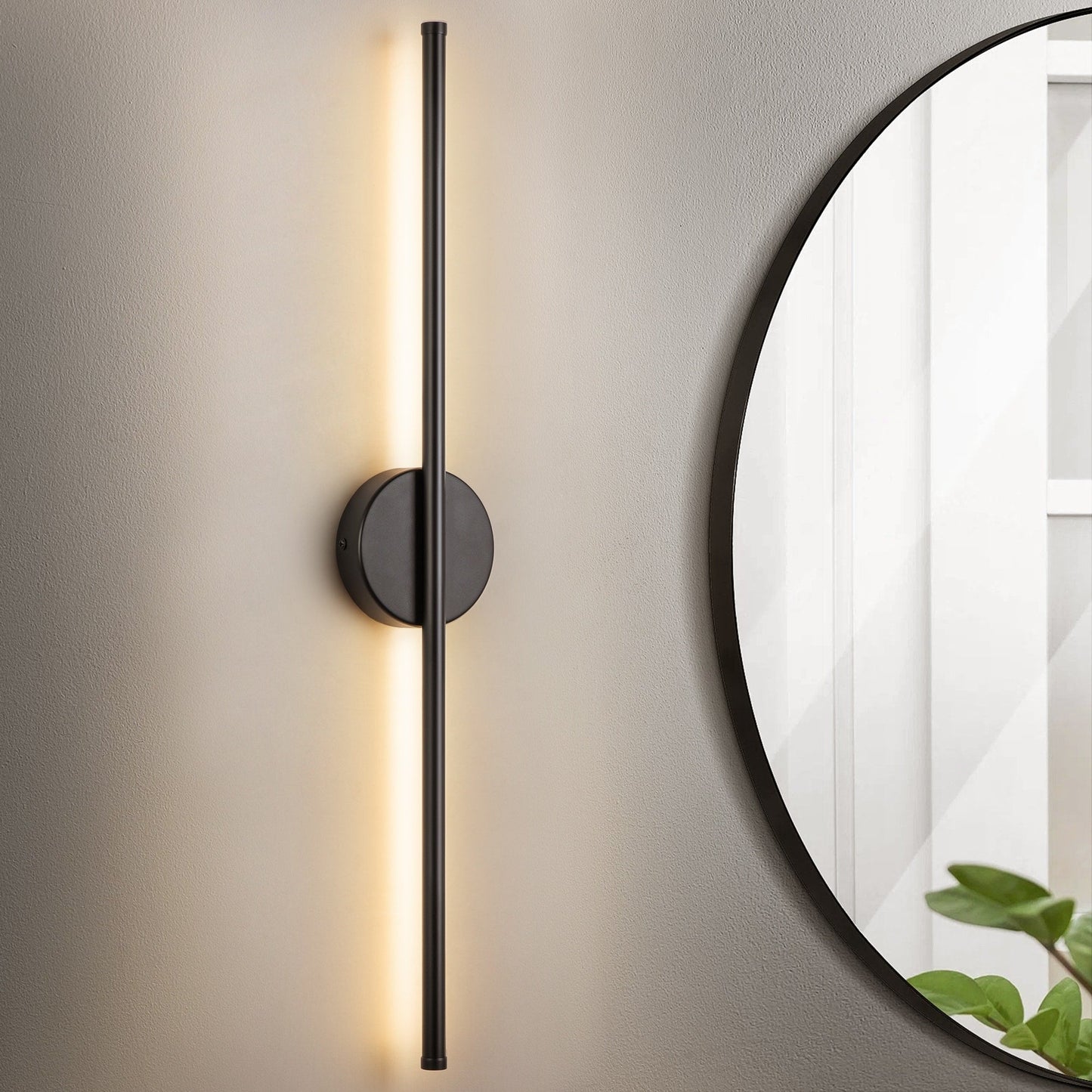 Applique da parete moderna a striscia lineare lunga nera/oro/nichel, dimmerabile, con luce LED per il bagno