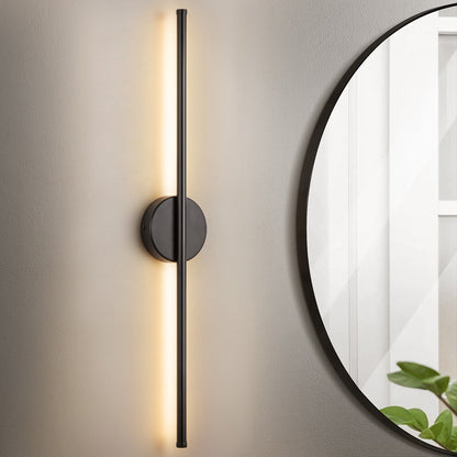 Applique da parete moderna a striscia lineare lunga nera/oro/nichel, dimmerabile, con luce LED per il bagno