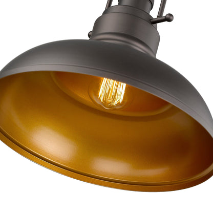 Lampada a sospensione a cupola in metallo stile fattoria industriale a 1 luce, finitura bronzo oliato