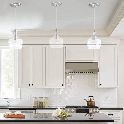 Lampadario a goccia in vetro trasparente per isola da cucina a 1 luce (è possibile scegliere tra 1 o 3 confezioni)