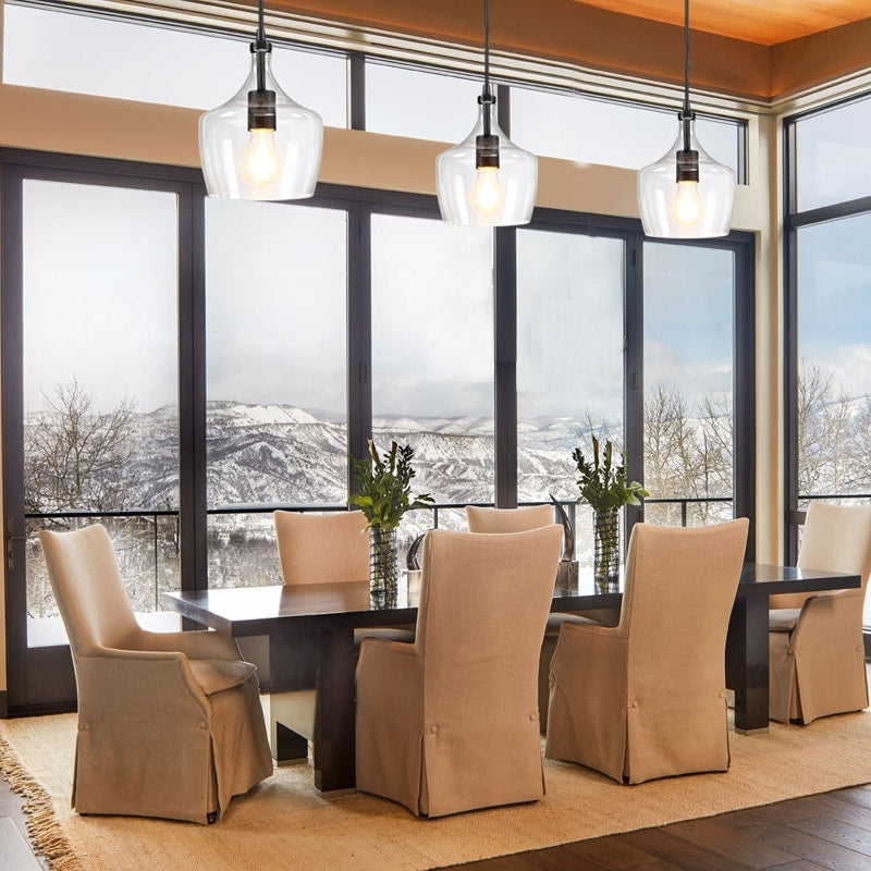 Lampadario a goccia in vetro trasparente per isola da cucina a 1 luce (è possibile scegliere tra 1 o 3 confezioni)