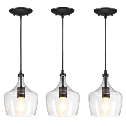 Lampadario a goccia in vetro trasparente per isola da cucina a 1 luce (è possibile scegliere tra 1 o 3 confezioni)