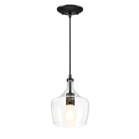 Lampadario a goccia in vetro trasparente per isola da cucina a 1 luce (è possibile scegliere tra 1 o 3 confezioni)