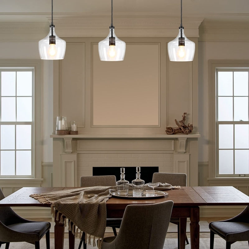 Lampadario a goccia in vetro trasparente per isola da cucina a 1 luce (è possibile scegliere tra 1 o 3 confezioni)