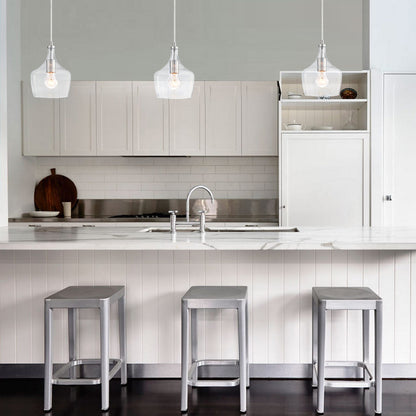 Lampadario a goccia in vetro trasparente per isola da cucina a 1 luce (è possibile scegliere tra 1 o 3 confezioni)