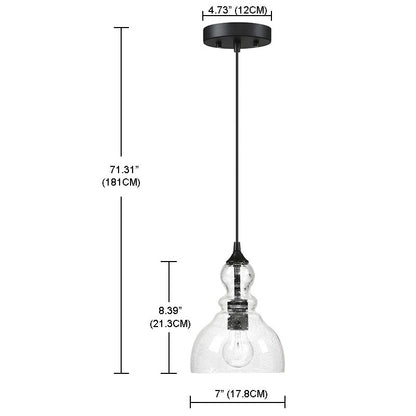 Lampadario a sospensione in vetro con semi a goccia per isola da cucina con 1 luce e finitura nera, confezione da 3