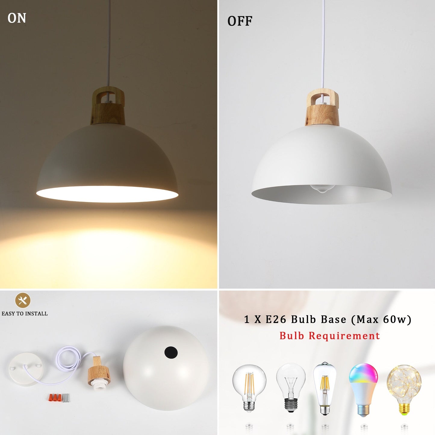 Lampada a sospensione moderna a 1 luce con interruttore a spina per isola cucina