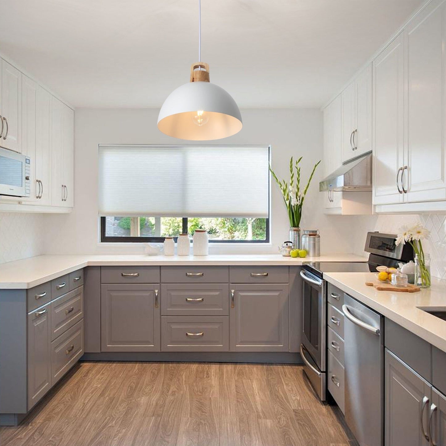 Lampada a sospensione moderna a 1 luce con interruttore a spina per isola cucina