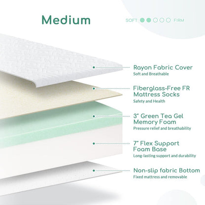 Materasso da 10 pollici con schiuma CertiPUR-US per un sonno più fresco e di supporto e sollievo dalla pressione