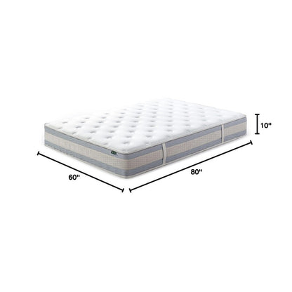 Materasso ibrido trapuntato Comfort Support da 10 pollici, molle insacchettate per l'isolamento del movimento, supporto dei bordi, Queen, bianco