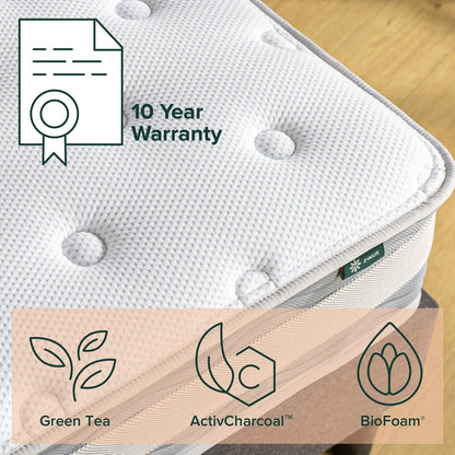 Materasso ibrido trapuntato Comfort Support da 10 pollici, molle insacchettate per l'isolamento del movimento, supporto dei bordi, Queen, bianco