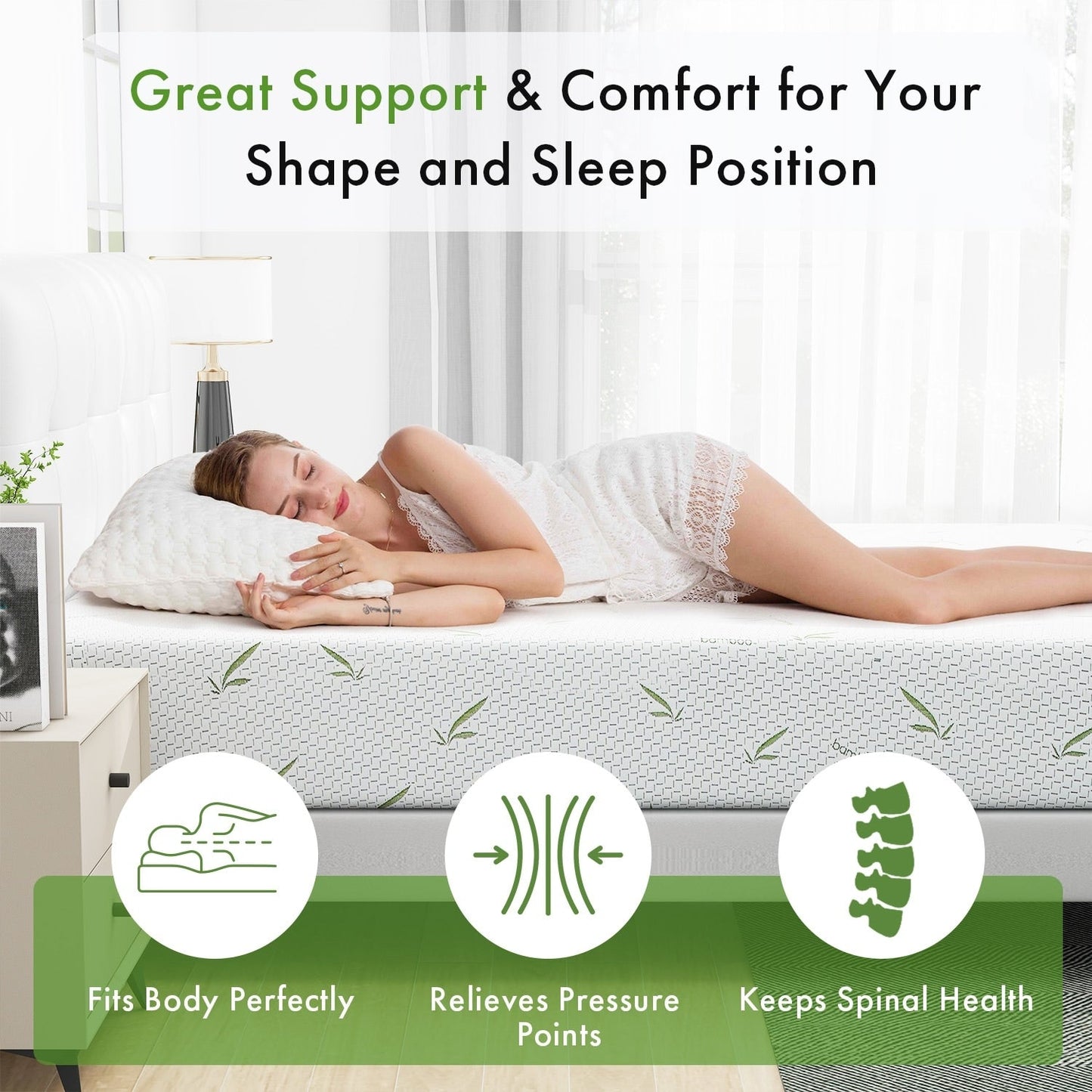 Materasso in memory foam con gel rinfrescante da 10 pollici / Schiuma in gel rinfrescante / Allevia la pressione / Certificato CertiPUR-US / Bed-in-a-Box