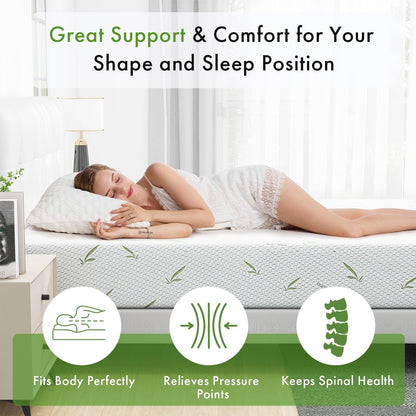 Materasso in memory foam con gel rinfrescante da 10 pollici / Schiuma in gel rinfrescante / Allevia la pressione / Certificato CertiPUR-US / Bed-in-a-Box