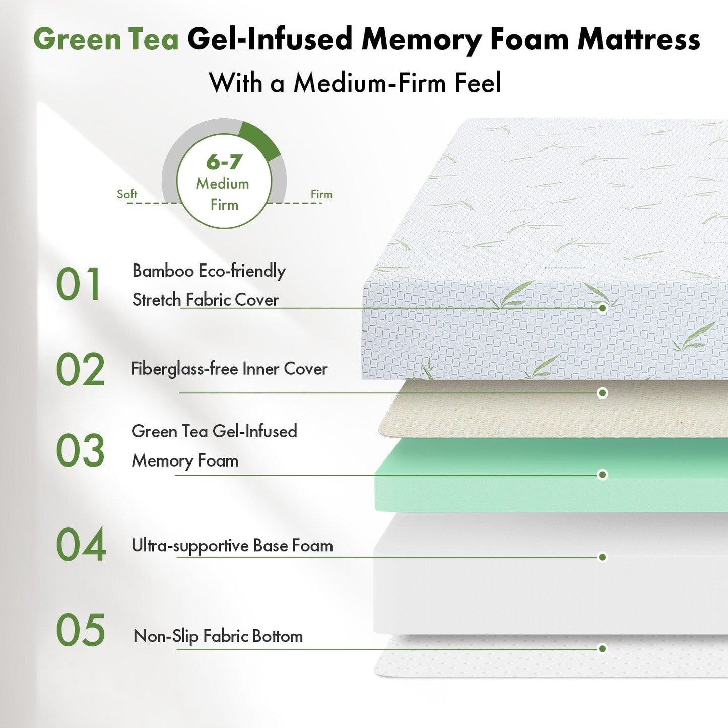 Materasso in memory foam con gel rinfrescante da 10 pollici / Schiuma in gel rinfrescante / Allevia la pressione / Certificato CertiPUR-US / Bed-in-a-Box