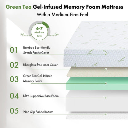 Materasso in memory foam con gel rinfrescante da 10 pollici / Schiuma in gel rinfrescante / Allevia la pressione / Certificato CertiPUR-US / Bed-in-a-Box