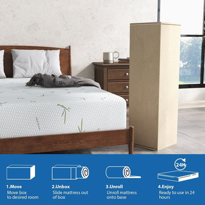 Materasso in memory foam da 10 pollici / Schiuma in gel rinfrescante / Allevia la pressione / Certificato CertiPUR-US / Bed-in-a-Box