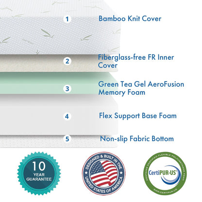 Materasso in memory foam da 10 pollici / Schiuma in gel rinfrescante / Allevia la pressione / Certificato CertiPUR-US / Bed-in-a-Box