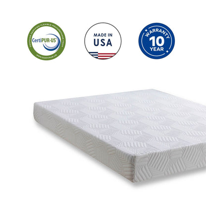 Materasso in memory foam Queen Gel da 10 pollici, bianco, infuso di tè verde e gel rinfrescante