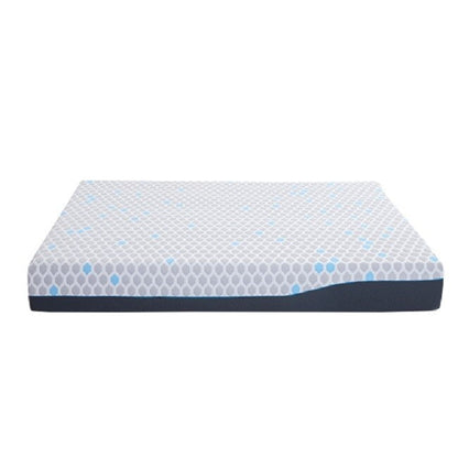 Materasso in memory foam da 10 pollici Queen Size, materasso in una scatola, memory foam in gel infuso di carbone di bambù - Grigio chiaro-blu