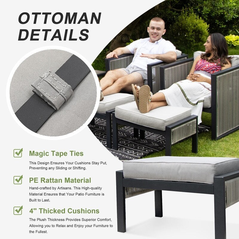 FINCATI 10 pezzi di mobili da esterno per patio, set di divani in vimini di lusso moderno con