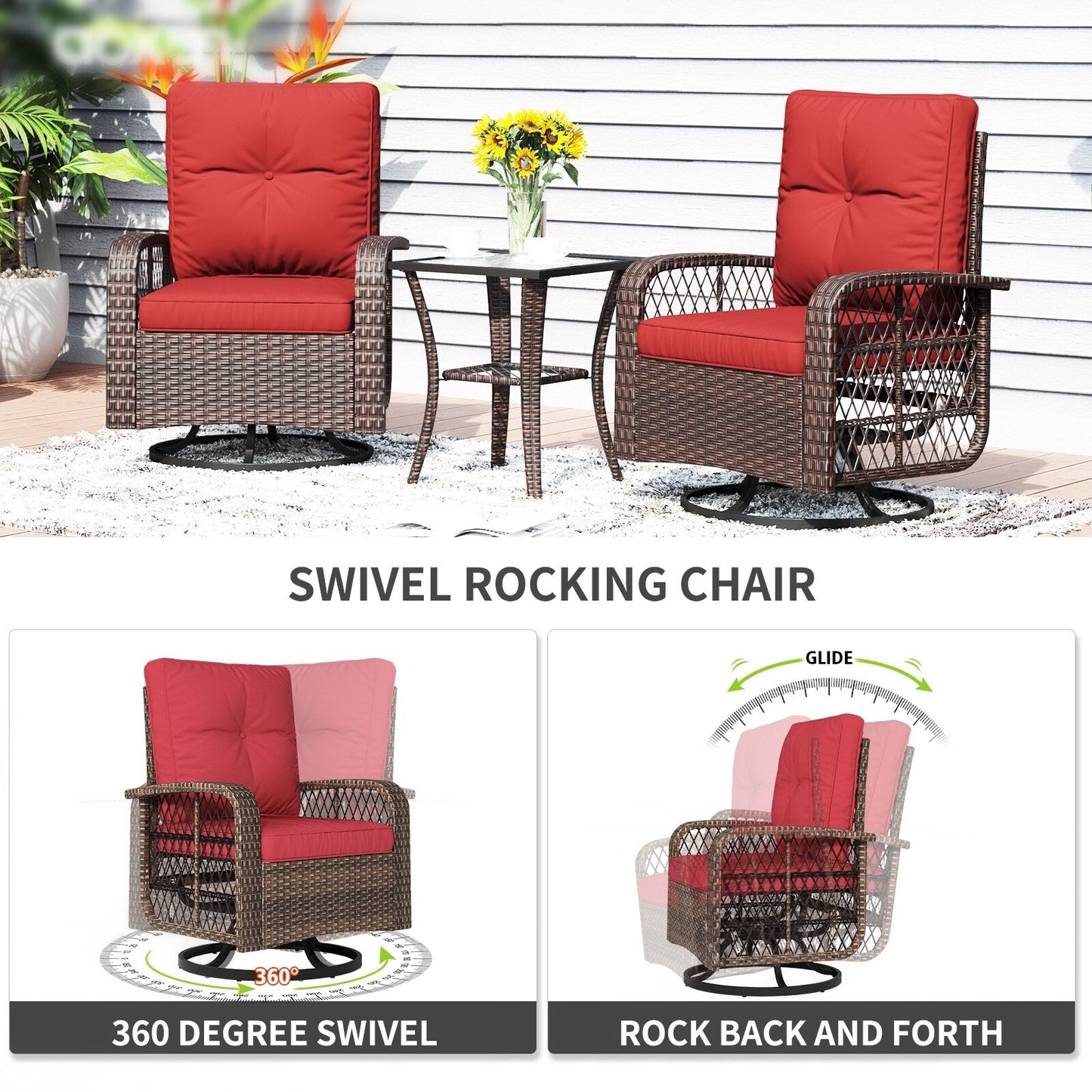 Set di 10 mobili da giardino con tavolo con braciere