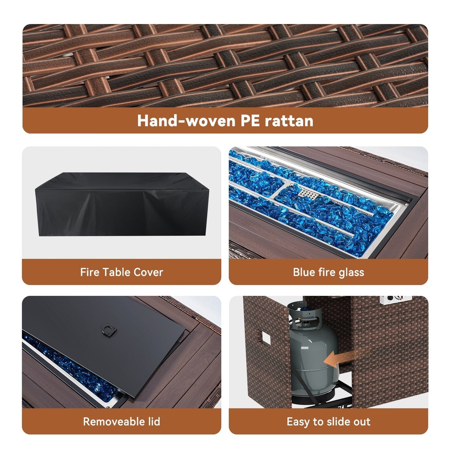 Set di 10 mobili da giardino con tavolo con braciere