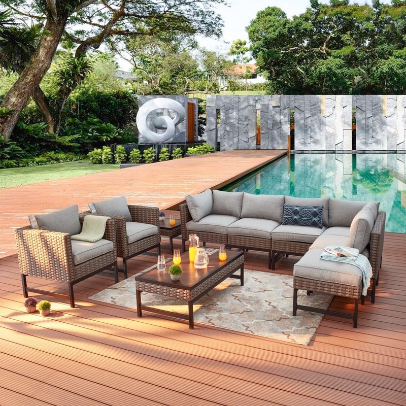 Patio Festival Set da conversazione per esterni ad angolo retto da 10 pezzi