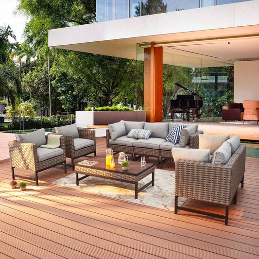 Patio Festival Set da conversazione per esterni ad angolo retto da 10 pezzi