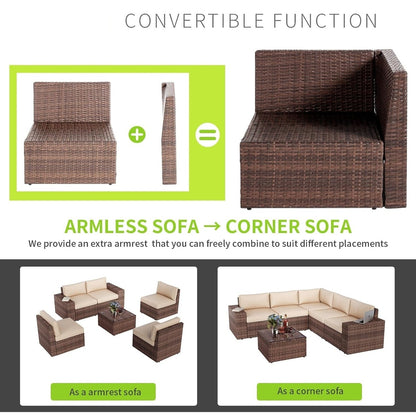 Set di divani componibili in vimini da 10 pezzi