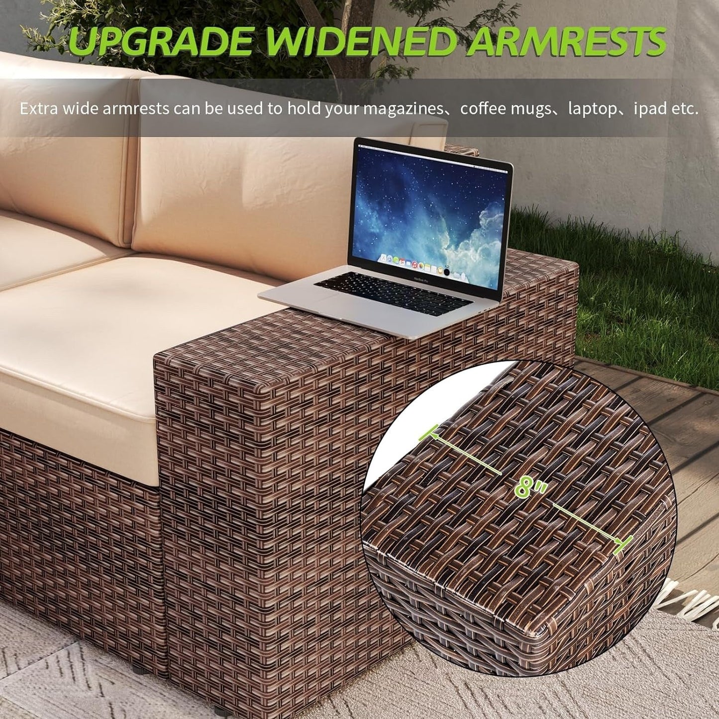 Set di divani componibili in vimini da 10 pezzi