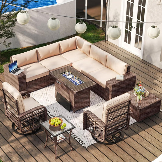 Set di divani componibili in vimini da 10 pezzi