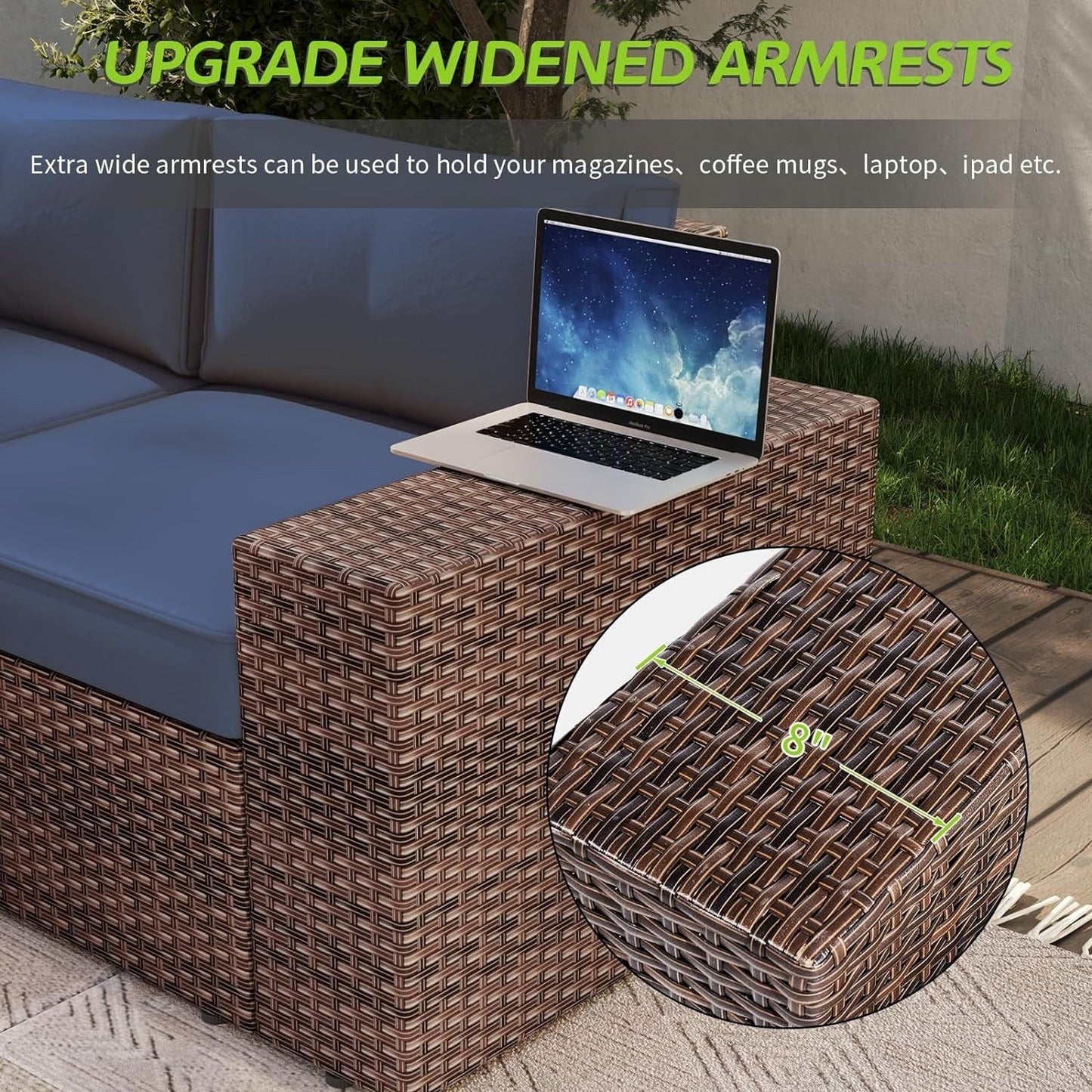 Set di divani componibili in vimini da 10 pezzi