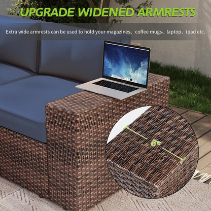 Set di divani componibili in vimini da 10 pezzi