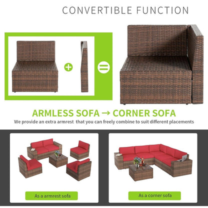 Set di divani componibili in vimini da 10 pezzi