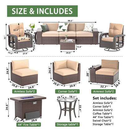 Set di divani componibili in vimini da 10 pezzi