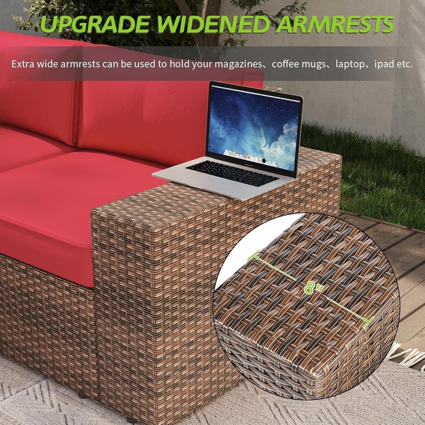 Set di divani componibili in vimini da 10 pezzi