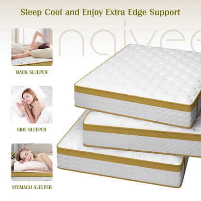 Materasso ibrido in memory foam infuso di gel da 10 pollici, mediamente rigido, rinfrescante e traspirante con CertiPUR-US e OEKO-TEX