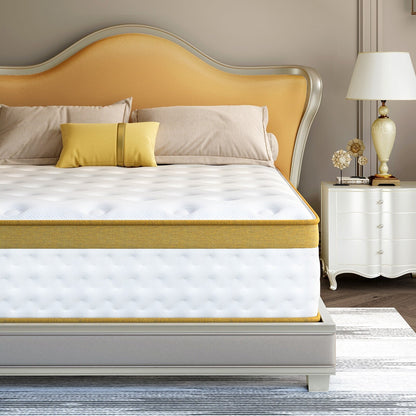 Materasso ibrido in memory foam infuso di gel da 10 pollici, mediamente rigido, rinfrescante e traspirante con CertiPUR-US e OEKO-TEX