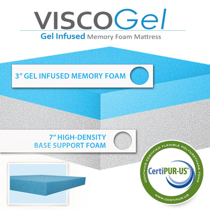 Materasso in memory foam da 10 pollici con perle di gel rinfrescanti