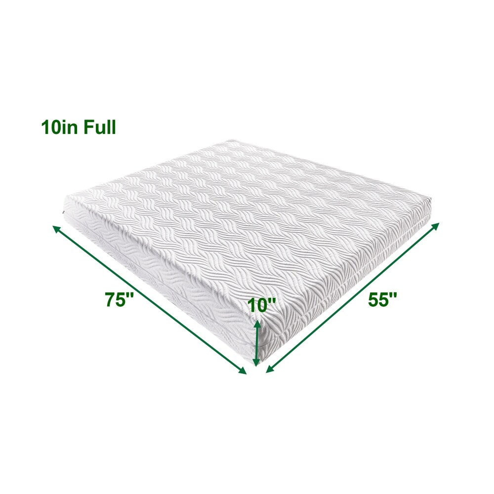 Materasso in memory foam bianco da 10 pollici in una scatola