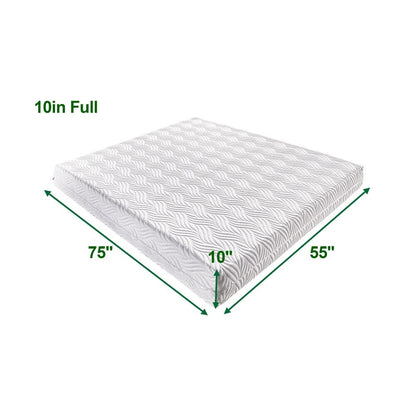 Materasso in memory foam bianco da 10 pollici in una scatola