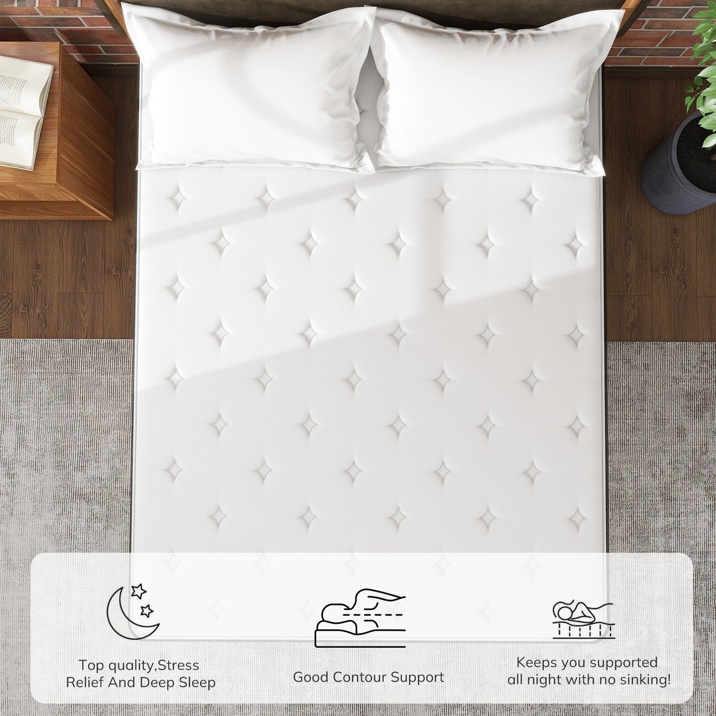 Materasso ibrido in schiuma e molle da 12 pollici, materasso con supporto durevole e sensazione di rigidità media, letto in una scatola