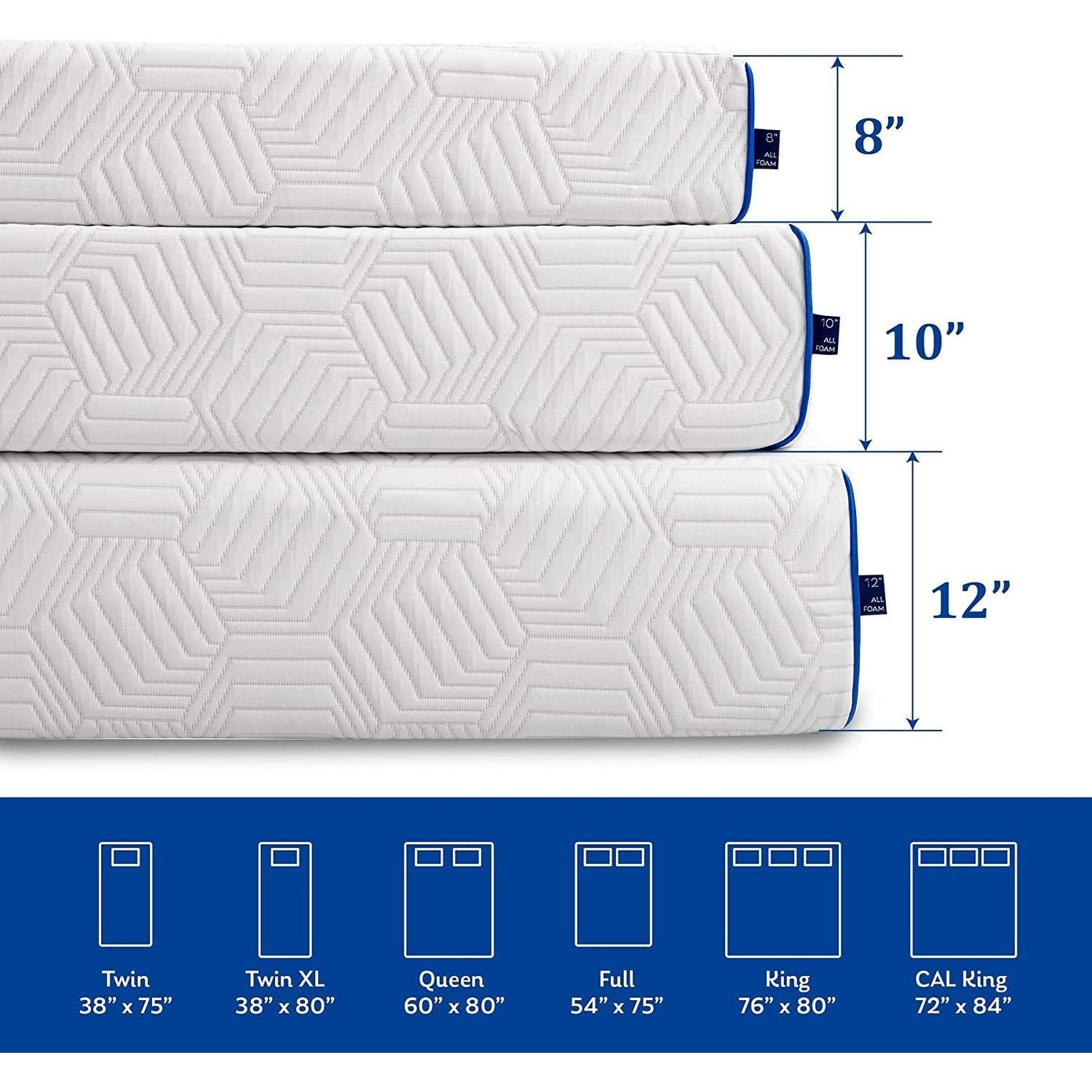 Materasso ibrido in schiuma e molle da 12 pollici, materasso con supporto durevole e sensazione di rigidità media, letto in una scatola